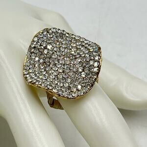 Womens‎ Wavey Cocktail Pave Rhinestone Wire Wrapped Ring Round Setting Sz 8